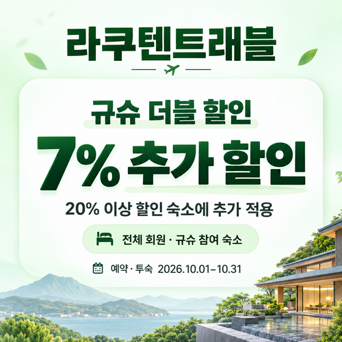 라쿠텐트래블 규슈 더블 할인 7% 추가 쿠폰